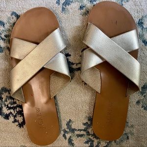 J. Crew gold flat sandals size 7.5